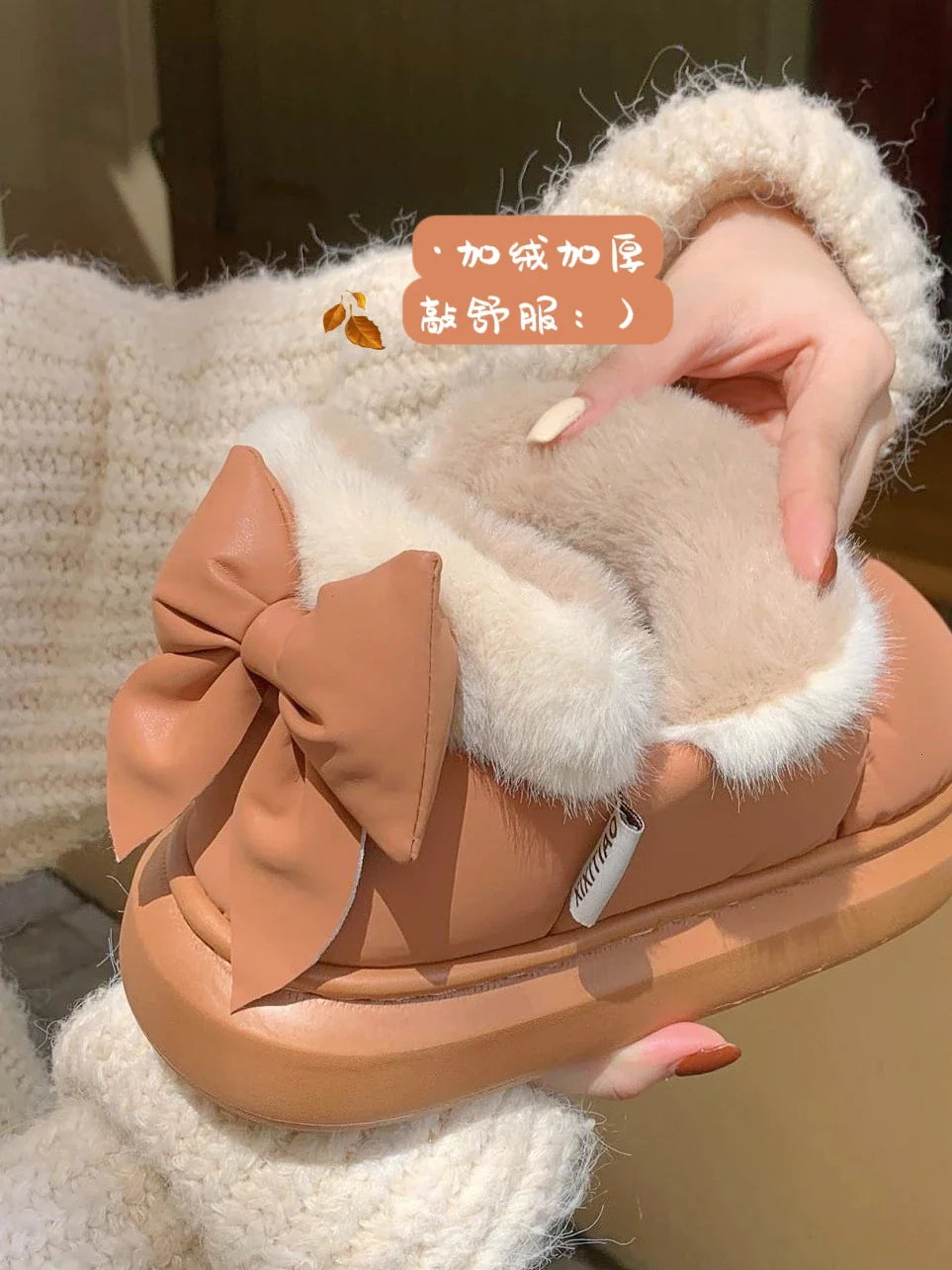 Women's Snow Boots Bow Knot Plush Lined