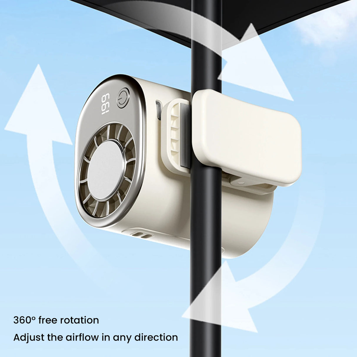 Hands-Free Hanging Neck Fan USB Rechargeable Desk Fan with LED Display 199 Speeds Adjustable for Camping Outdoor