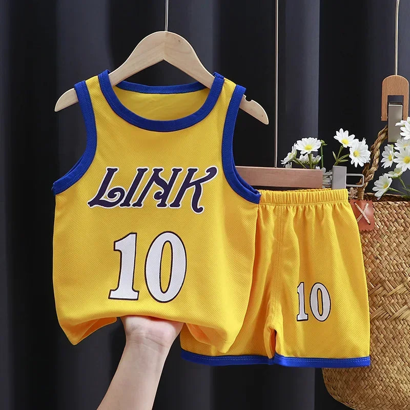 Summer Kids Basketball Jersey and Shorts Set