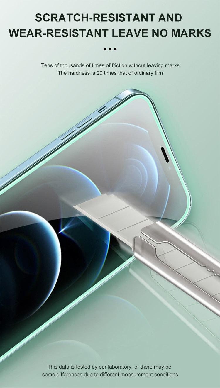 2Pcs Luminous Protective Glass For iPhone 14 13 12 11 Pro Max X XR XS Screen Protector For 7 8 6 Plus SE3 Glowing Tempered Glass Luminous Glowing Tempered Glass Screen Protector for iPhone