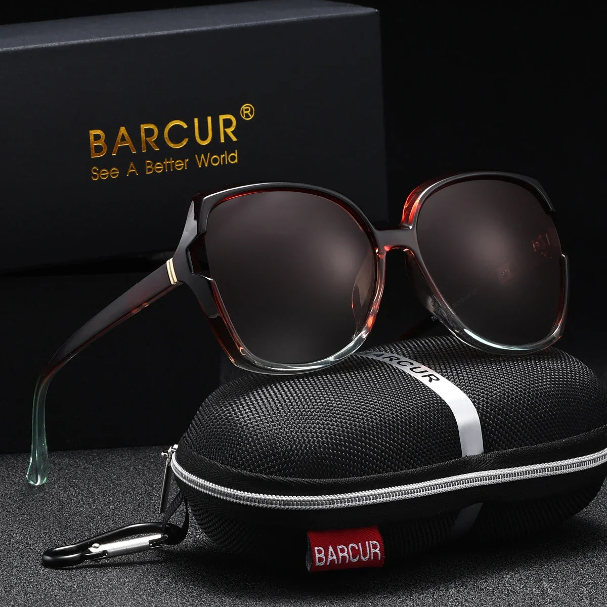 BARCUR Oversized Square Polarized Sunglasses for Women – Fashion Gradient Lens Summer Eyewear with UV400 Protection – Lightweight PC Comfortable Frame Trendy Street Style Shades for Summer Shopping Beach & Travel
