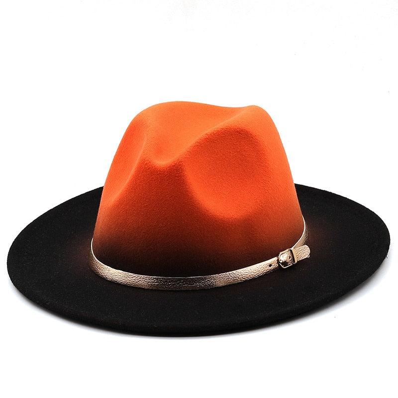 Two Colors Spray Painted Wool Jazz Hat Fedora Unisex Color Autumn Winter Retro Hat Two Tone Dress Hat 56-58CM