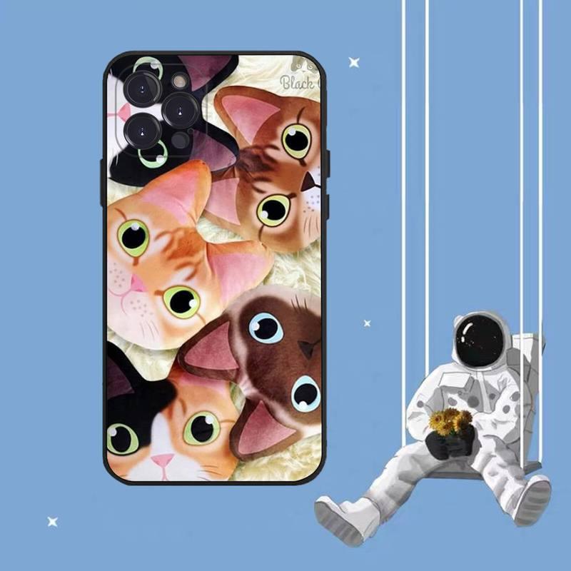 Cat Cute Art Phone Case For Iphone 8 7 6 6s Plus X Se 2020 Xr Xs 14 11 12 13 Mini Pro Max Mobile Case Transparent Soft Protective Clear Case Compatible For Iphone