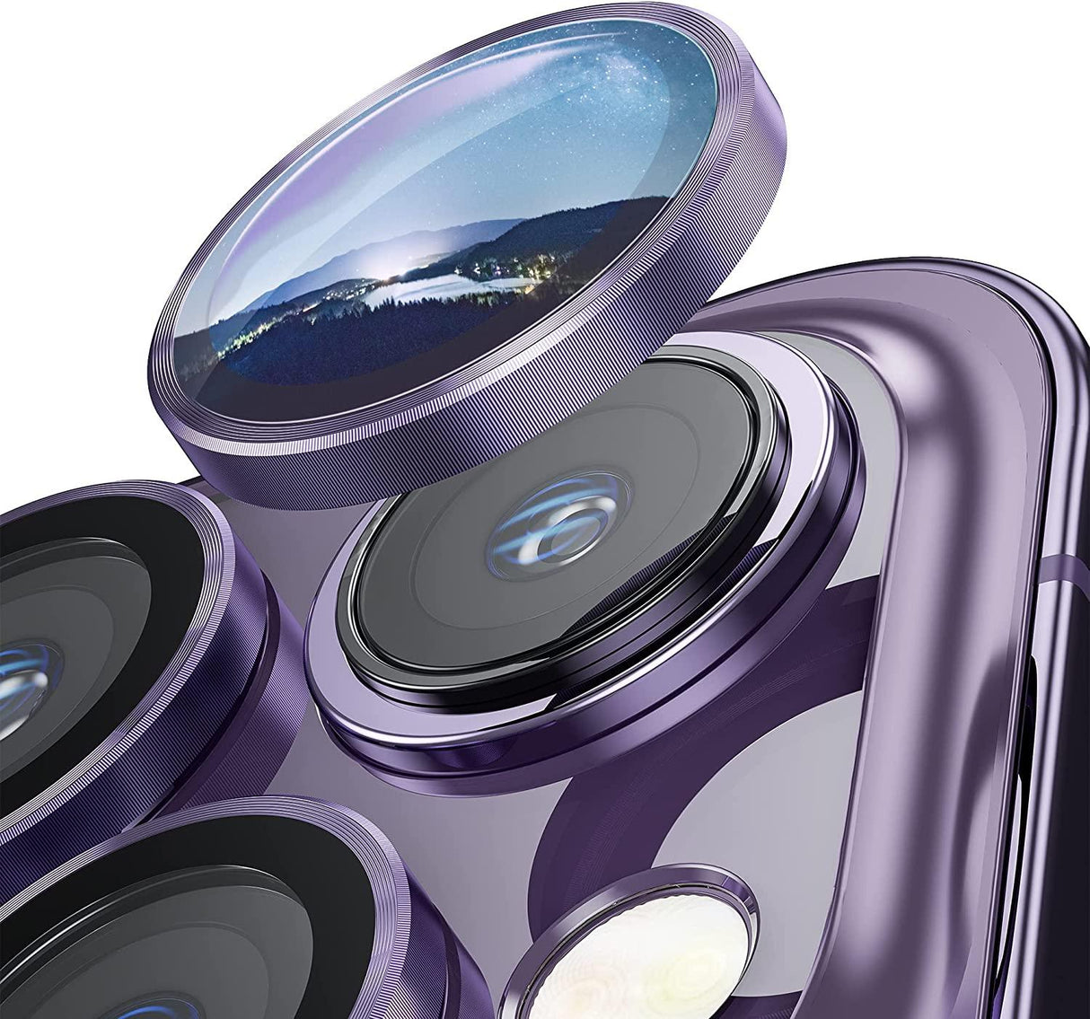 Camera Lens Protector for iPhone 14 Pro Max Plus 13 12 Mini 14Pro iPhone14 13Pro 14Plus 12Pro Glass Protection Protective Film Metallic Camera Ring Lens Protector with Glass Cover