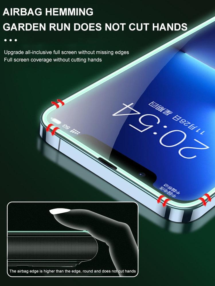 2Pcs Luminous Protective Glass For iPhone 14 13 12 11 Pro Max X XR XS Screen Protector For 7 8 6 Plus SE3 Glowing Tempered Glass Luminous Glowing Tempered Glass Screen Protector for iPhone