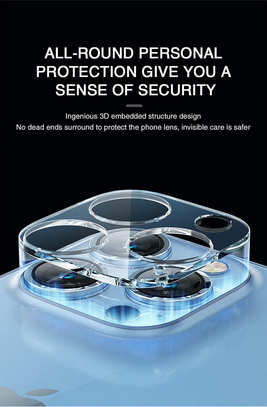 Full Cover HD Back Camera Glass Protectors for iPhone 13 12 Pro Max 13Mini Lens Protective Glass Film on IPhone 11 14 PRO MAX XS Ultra Thin Tempered Glass Camera Lens Screen Protector