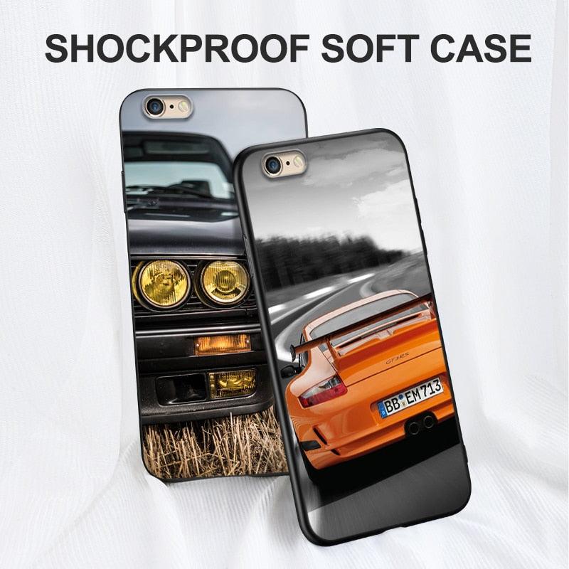 Cute Cover Soft Silicone Print Cars Print Phone Case For Iphone 5s 5 S Se 2016 4.0" Case Phone Cover On Iphone 6s 6 S Plus Funda Bumper Black Case Sport Race Car