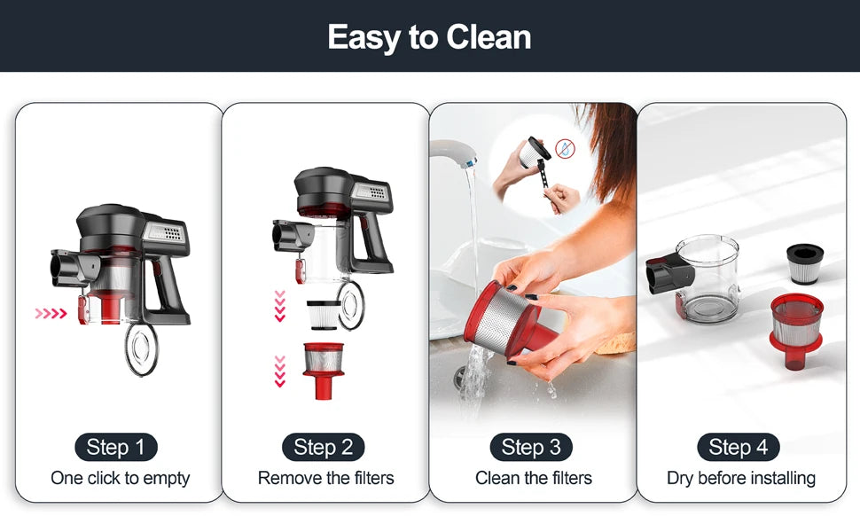 INSE N650 Cordless Vacuum Cleaner Powerful Suction 4-in-1 Stick Vacuum Cleaner Rechargeable Battery Up to 45mins Runtime