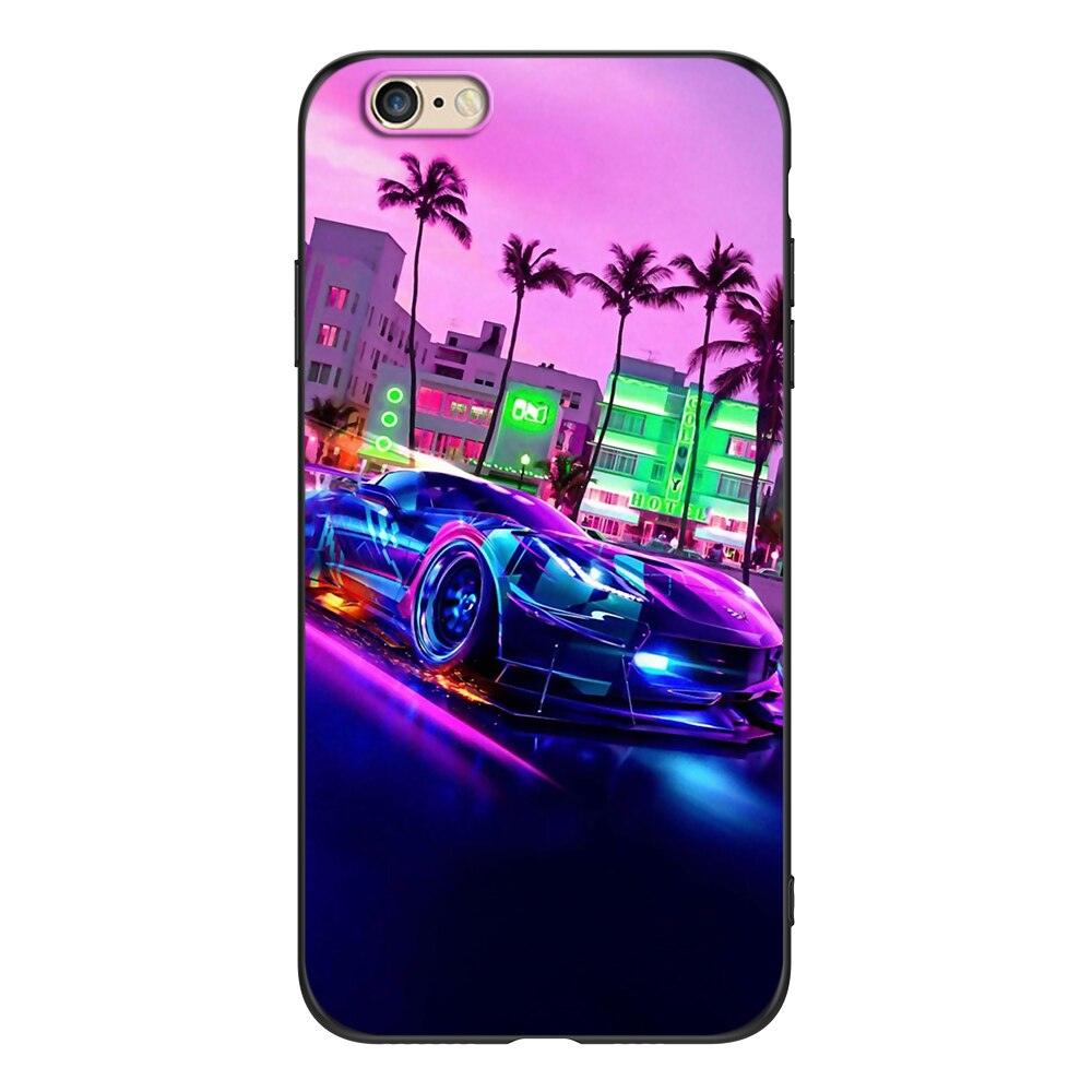 Cute Cover Soft Silicone Print Cars Print Phone Case For Iphone 5s 5 S Se 2016 4.0" Case Phone Cover On Iphone 6s 6 S Plus Funda Bumper Black Case Sport Race Car