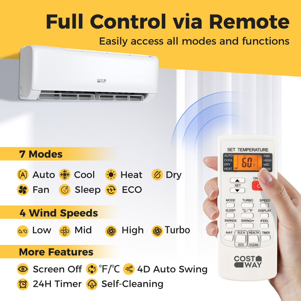 Serie Airtural 12000 BTU 21 SEER2 208-230V aire acondicionado split sin ductos con bomba de calor