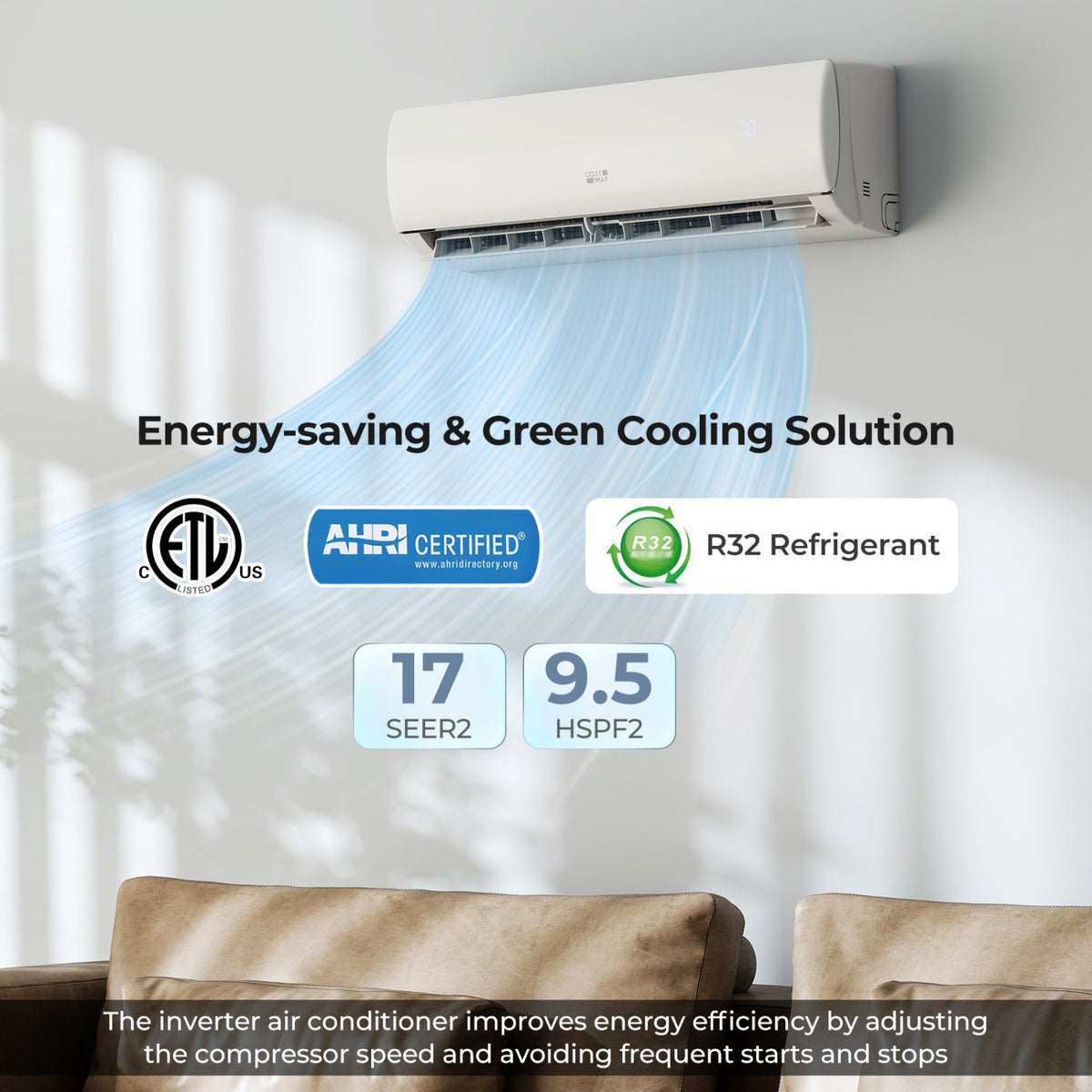 Serie EchoCool aire acondicionado split 23000 BTU 208/230V con Bomba de Calor