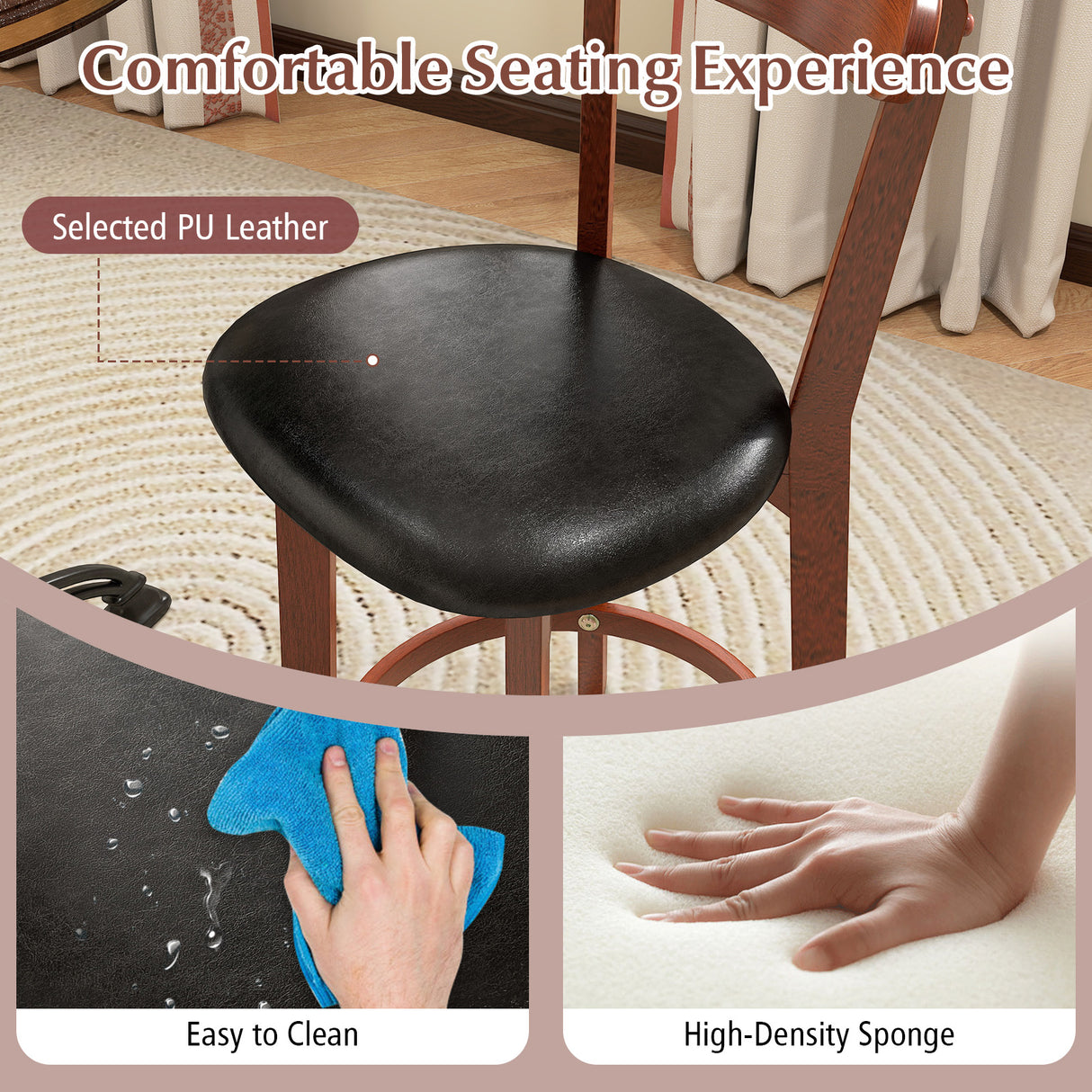 Set of 2 24 Inch Modern Armless Upholstered Cushioned Seat Island Dining Chairs for Kitchen
