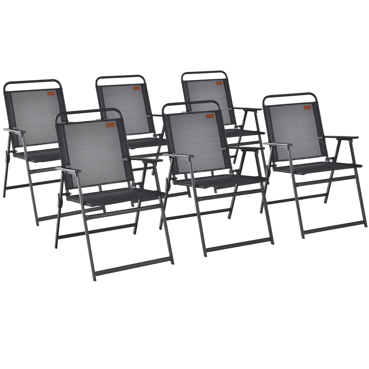 Set of 2/4/6 Outdoor Folding Chairs with Breathable Seat-Set of 6