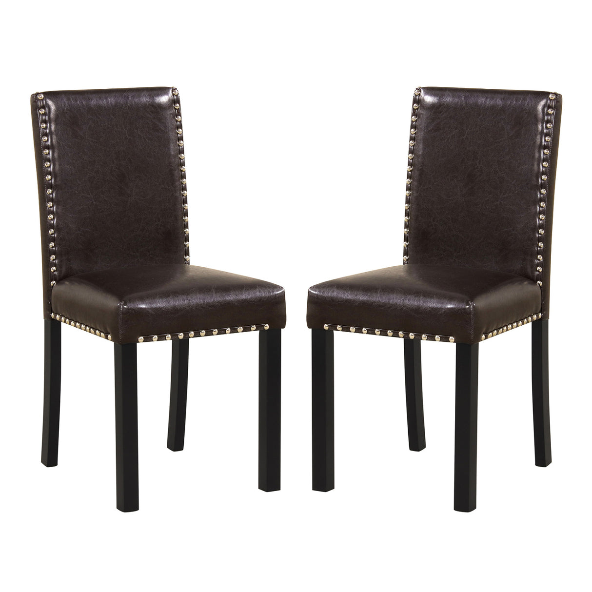 Set of 2/4 Dining Chairs Faux Leather Upholstered Parsons Kitchen Chairs-Set of 2