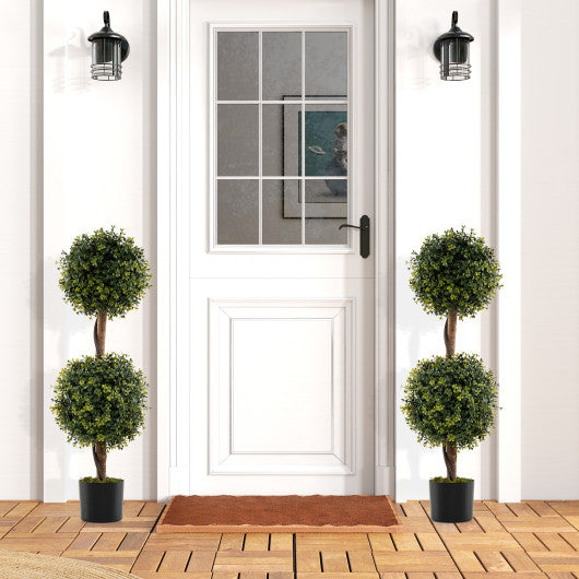 Set of 2 Artificial Double Topiary Ball Trees