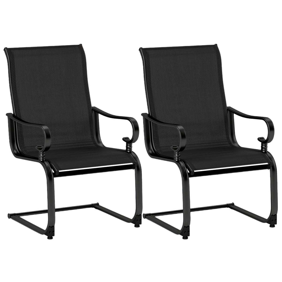 Set of 2 Patio Chairs with Quick-drying and Breathable Fabric for Backyard-Black