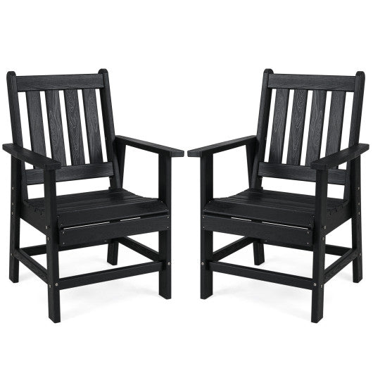 Set of 2 Patio Dining Chairs with Wide Armrests-Black