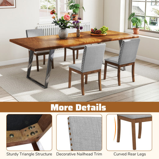 Set of 2 Upholstered Dining Chairs with Padded Seat for Living Room-Walnut