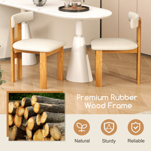 Dining Chair Set of 2 Upholstered Kitchen Chair with Padded Seat-Natural