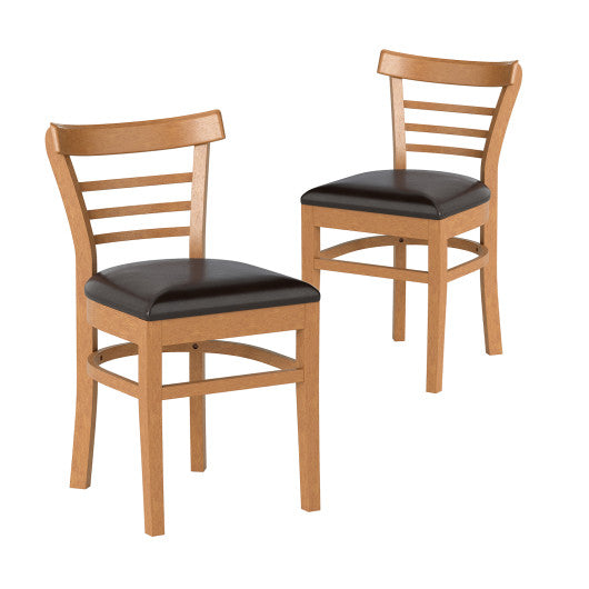 Set of 2 Wooden Dining Chair with Rubber Wood Legs for Restaurant-Brown