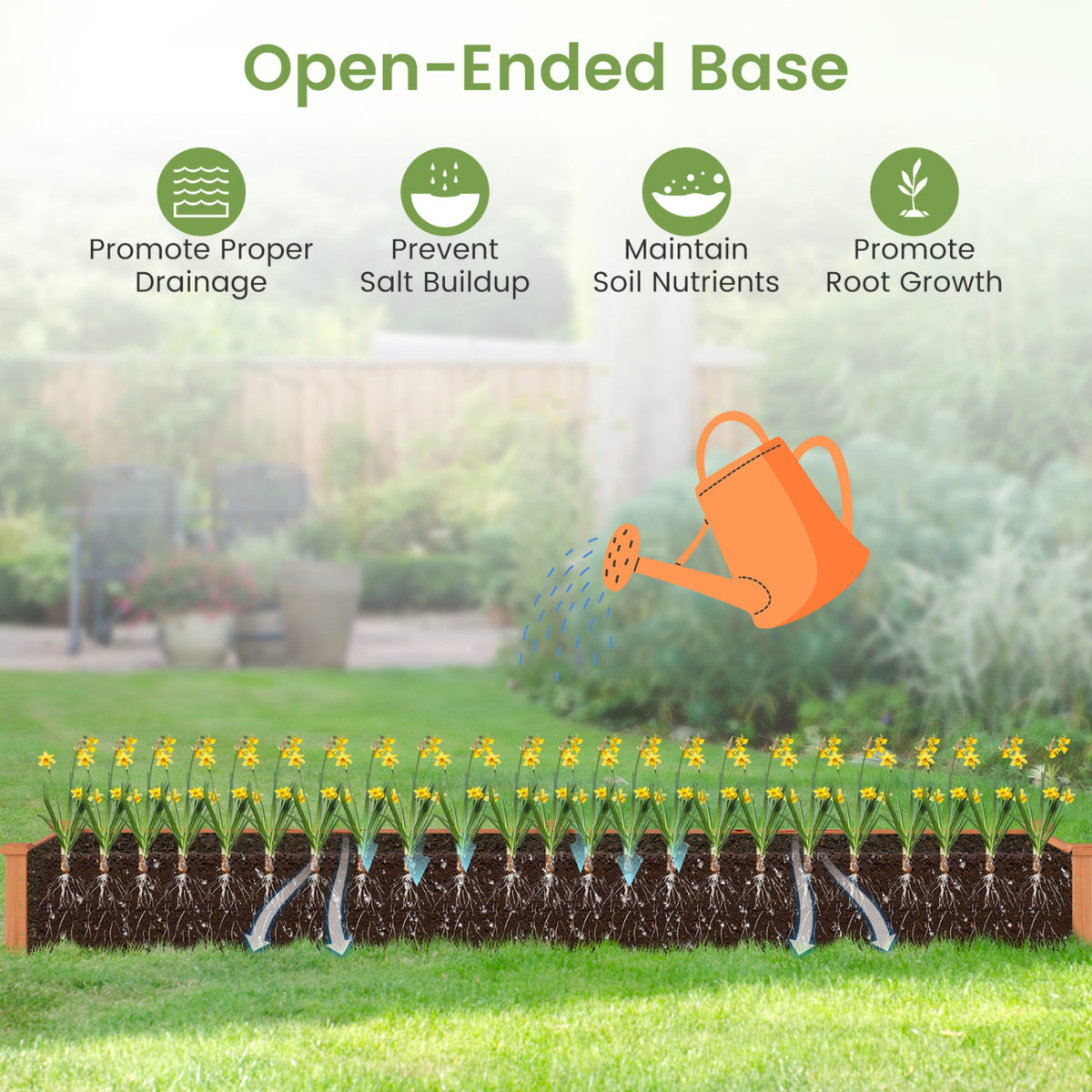 Set of 2 Wooden Vegetable Raised Garden Bed for Backyard-Orange