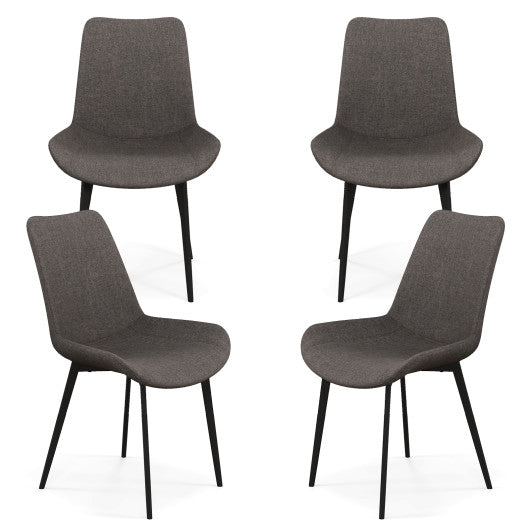 Set of 4 Dining Chair Upholstered with Metal Legs and Padded Backs-Gray