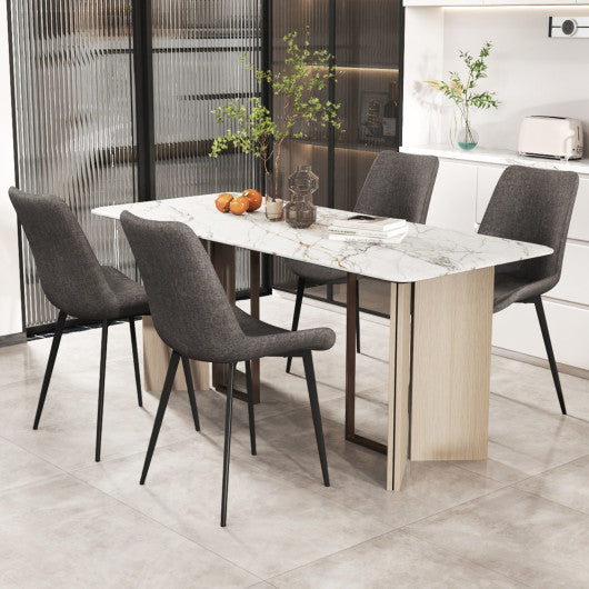 Set of 4 Dining Chair Upholstered with Metal Legs and Padded Backs-Gray