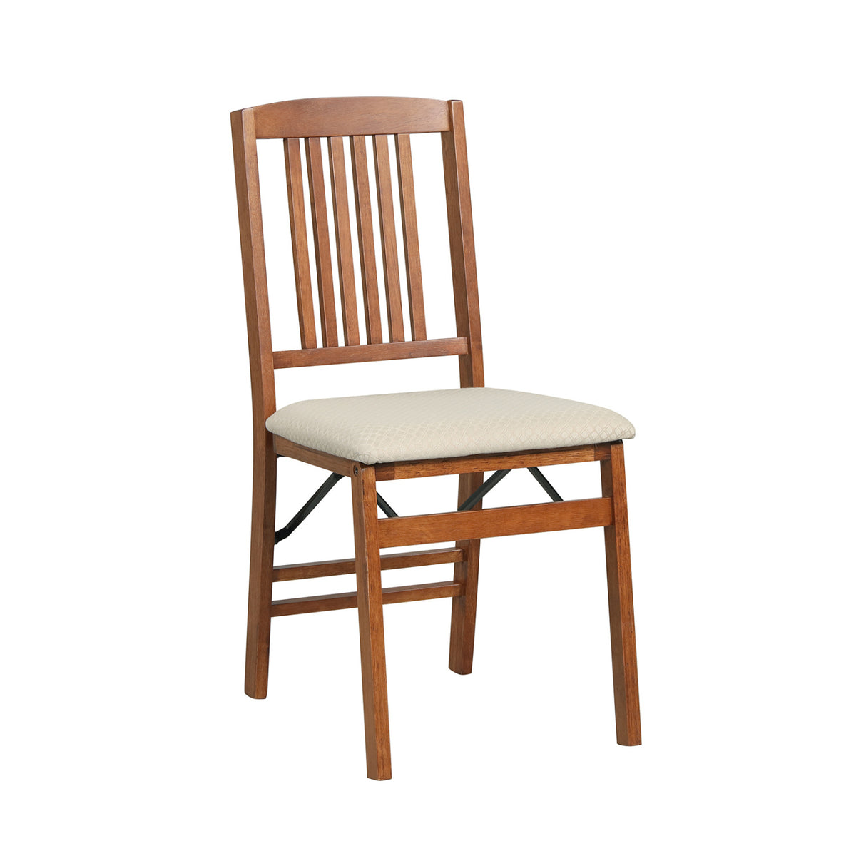 Set of 4 Foldable Upholstered Kitchen Chairs with Padded Seat-Beige