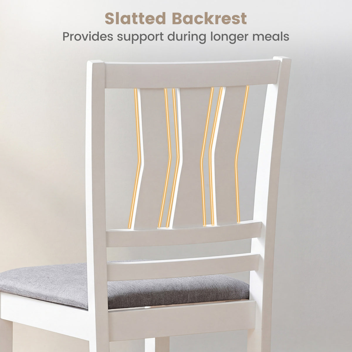 Set of 4 Linen Style Upholstered Kitchen Chairs with Wood Frames-White