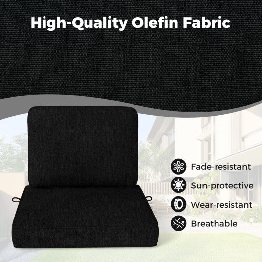 Set of 4 Outdoor Patio Cushion Set with Removable Covers-Black
