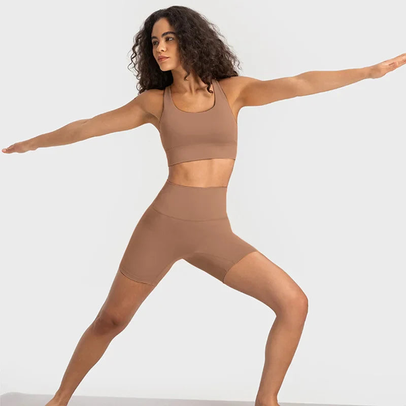 Nude Feel Yoga Sets Cross Back Bra & Joggers