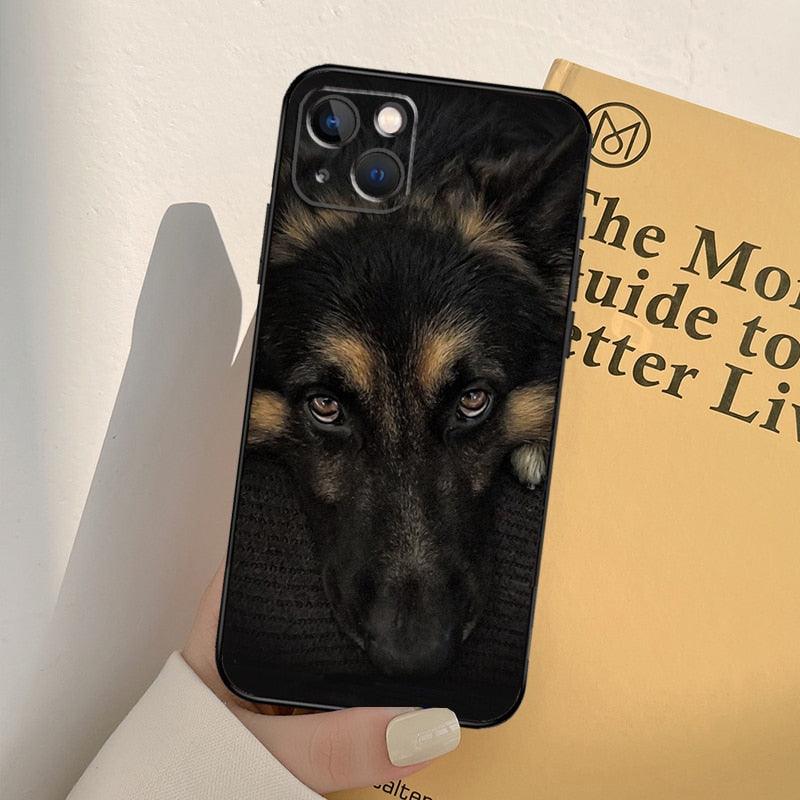 Cartoon German Shepherd Phone Case MAsk Dog Case For iPhone 13 12 Mini 11 14 Pro Max 6S 8 7 Plus SE 2022 2020 X XS Max XR Back Cover Poodle Dog Phone Case Compatible with iphone