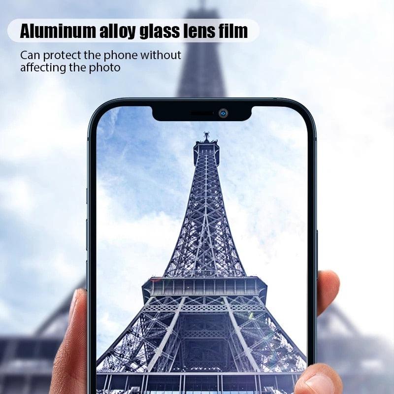 Camera Lens Ring For iPhone 13 14 12 Pro Max Mini Full Cover Metal Ring Tempered Glass On iPhone13pro Back Screen Protector Camera Tempered Glass Protective Film Aluminum Alloy Camera Lens Cover