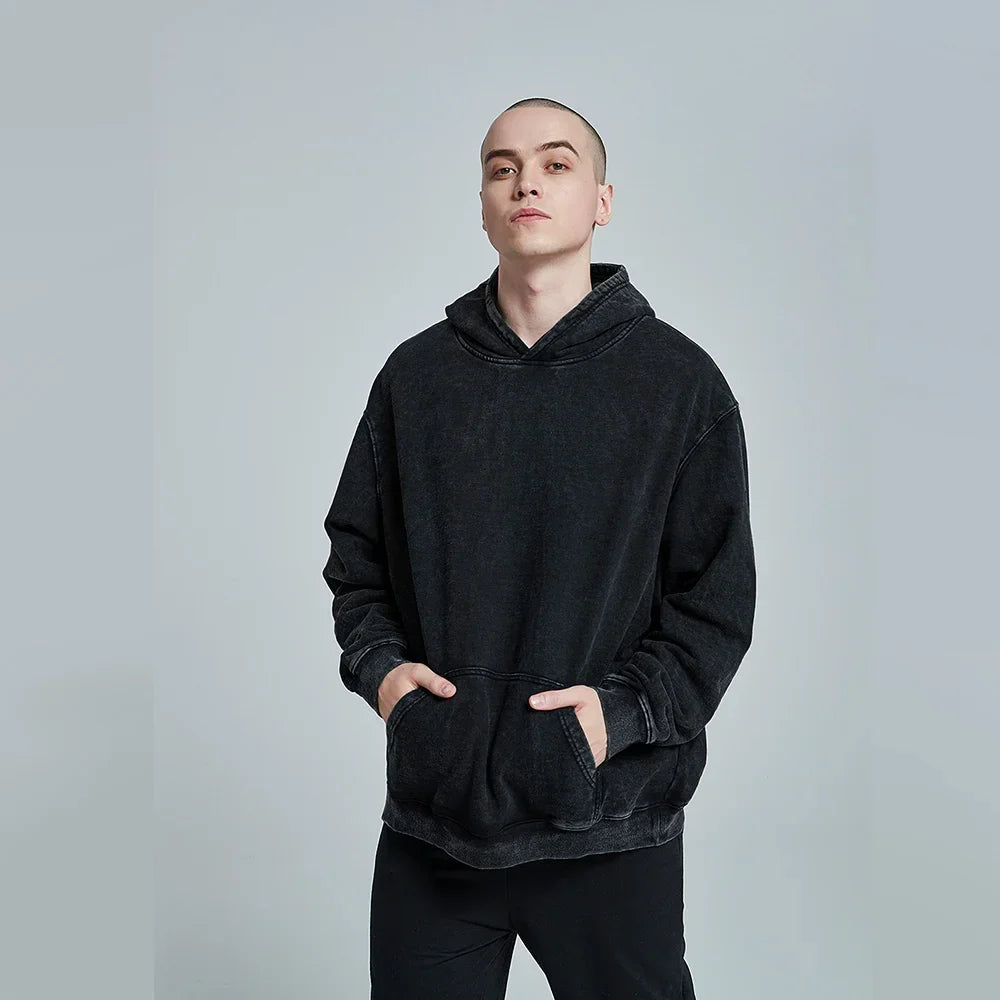 Unisex Cotton Hoodies Vintage Wash Harajuku Style