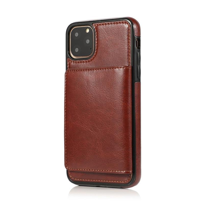 Leather Wallet Case For iPhone 11 Pro Max XS Max XR X 8 7 6S 6Plus 5 5S With Stand Card Pocket Case Cover Shockproof Texture PU Leather Wallet Cover