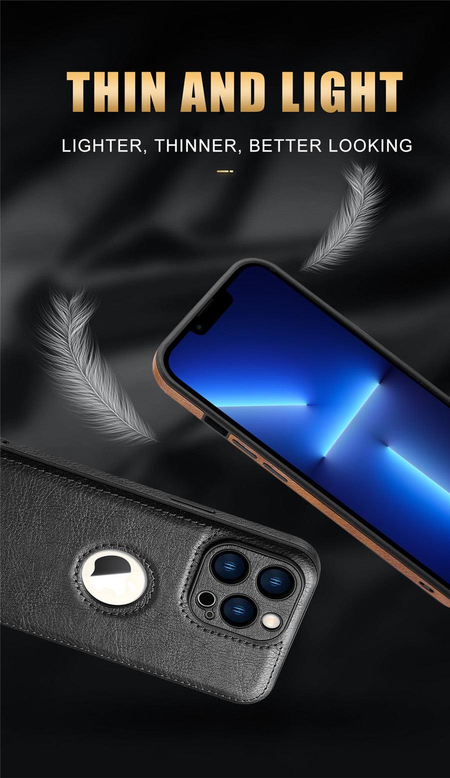 Luxury Leather Case for iPhone 14 13 12 11 Pro MAX XS XR 7 8 Plus Classic Silicone Phone Cover Leather Case Thin Flexible Soft Grip Luxury PU Leather Cover for Men Durable Anti-Scratch Full Phone Cases