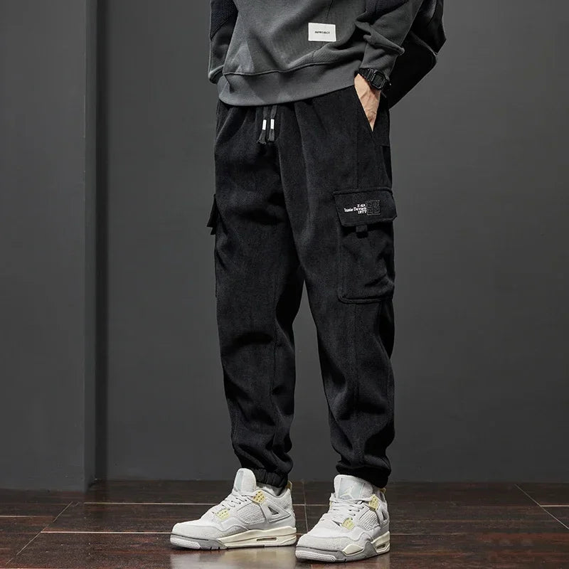 Men's Armygreen Gray and Black Cargo Joggers