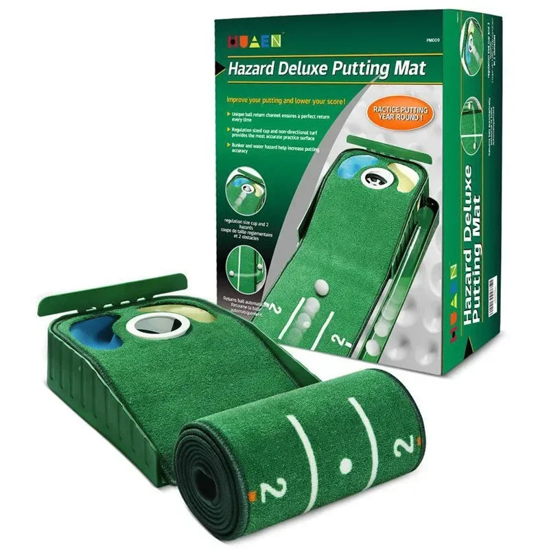 Home Golf Practice Set Putting Mat Ball Return Green Carpet