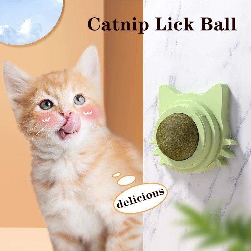 Ball Cat Toy Pasted Lollipop Gatos Mint On The Wall Pet Ball Snack Good Cat Accessories Cat Toy with Light and Self-Rotating Ball Kitten Gift Edible Cat Lick Toy Cat Chew Toy Teeth Cleaning Cat Bite Toy Rotating Cat Toy