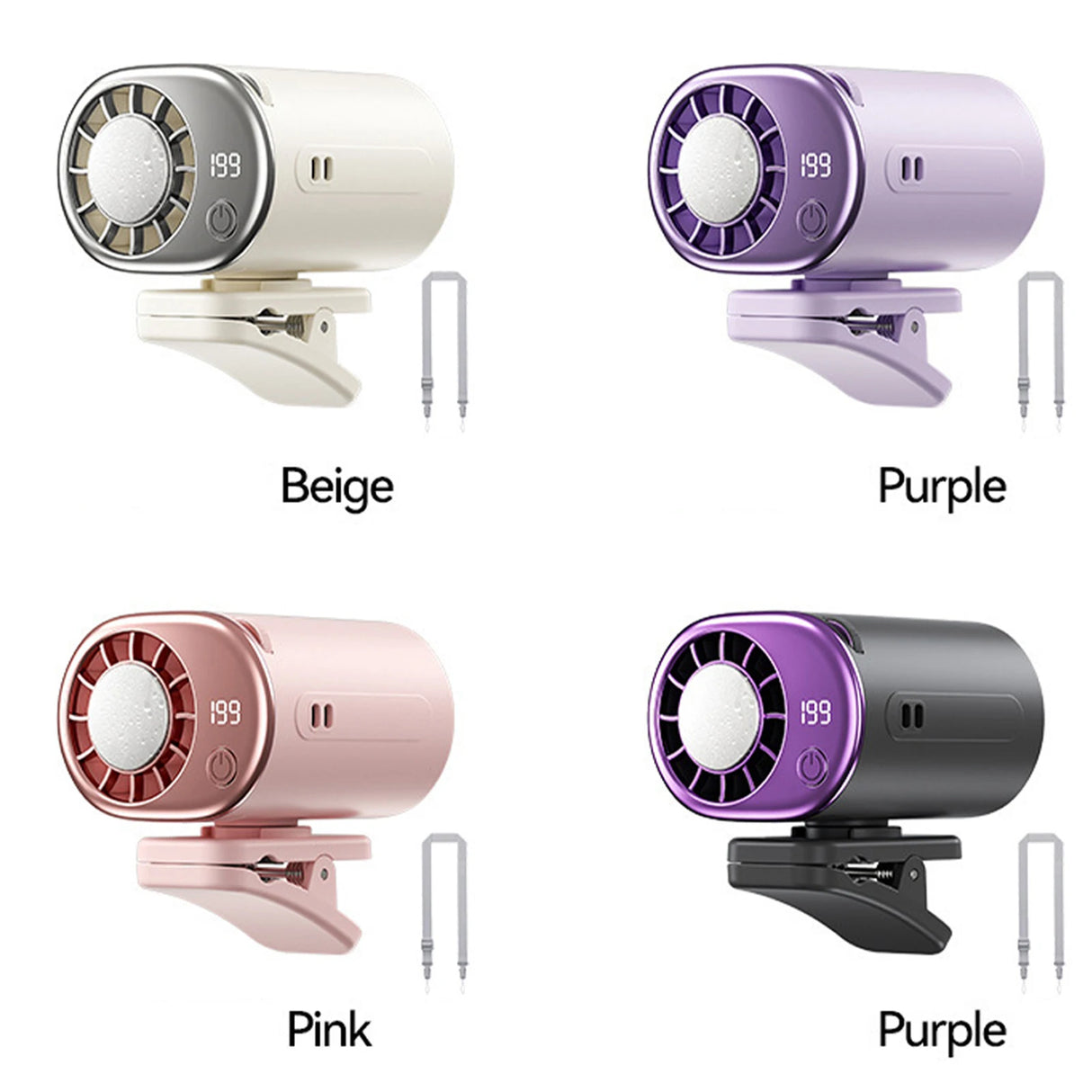 Hands-Free Hanging Neck Fan USB Rechargeable Desk Fan with LED Display 199 Speeds Adjustable for Camping Outdoor