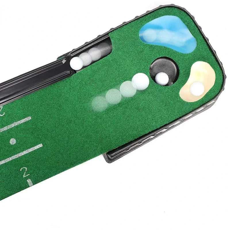 Indoor Golf Putting Mat Putter Trainer Green Carpet Ball Return