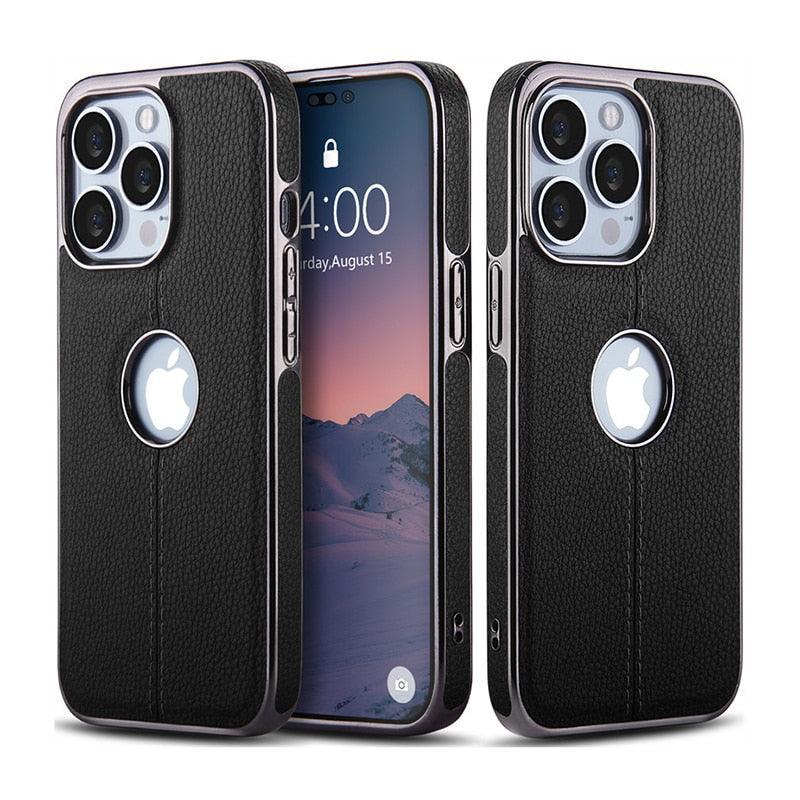 Luxury Texture Leather Case for iPhone 14 Pro MAX Plus Case With Hole Silicone Full Protection Back Cover Thin Flexible Soft Grip Luxury PU Leather Cover Durable Anti-Scratch Full Phone Cases