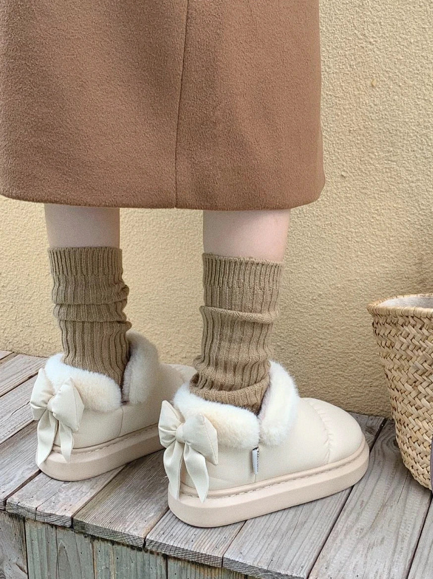 Women's Snow Boots Bow Knot Plush Lined