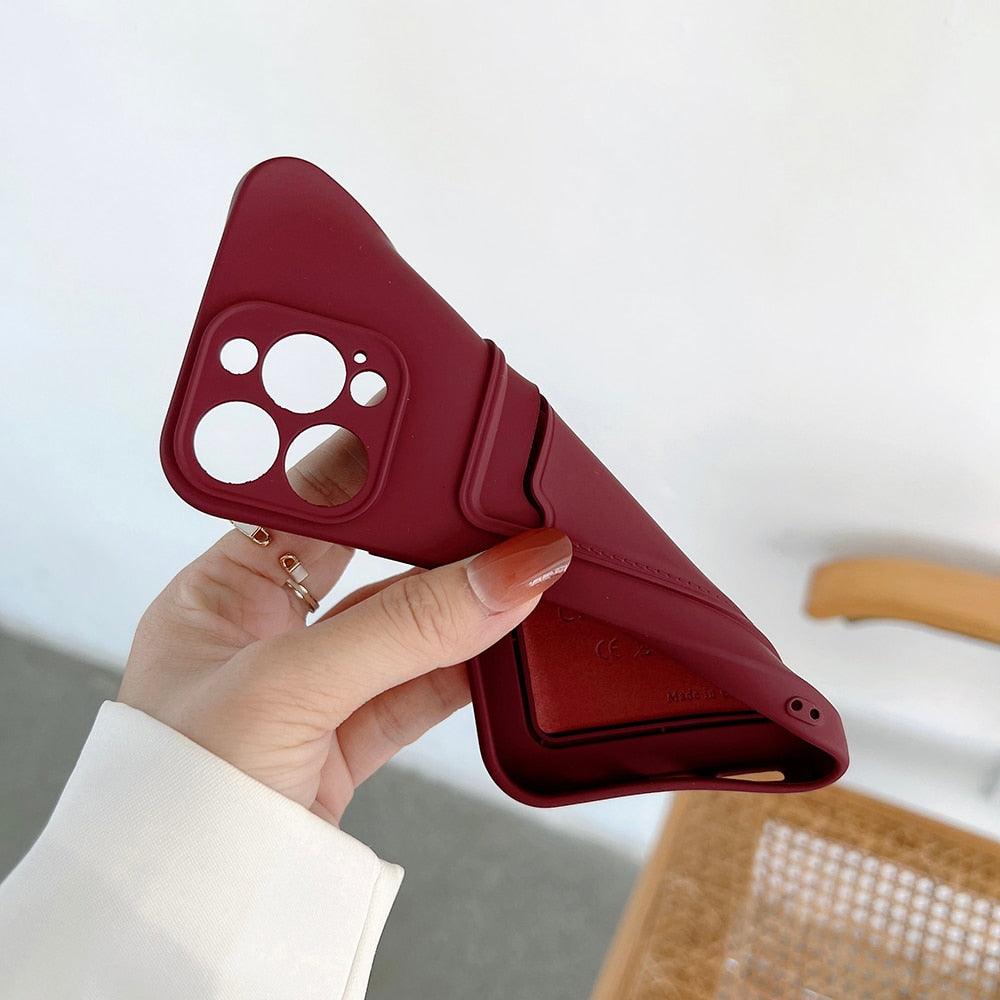Soft Silicone Card Phone Case for IPhone 13 12 Pro Max Shockproof Protector Cover for IPhone 14 Plus Cases Heavy Duty Solid Slim Lightweight Anti-Shock Cover for iPhone