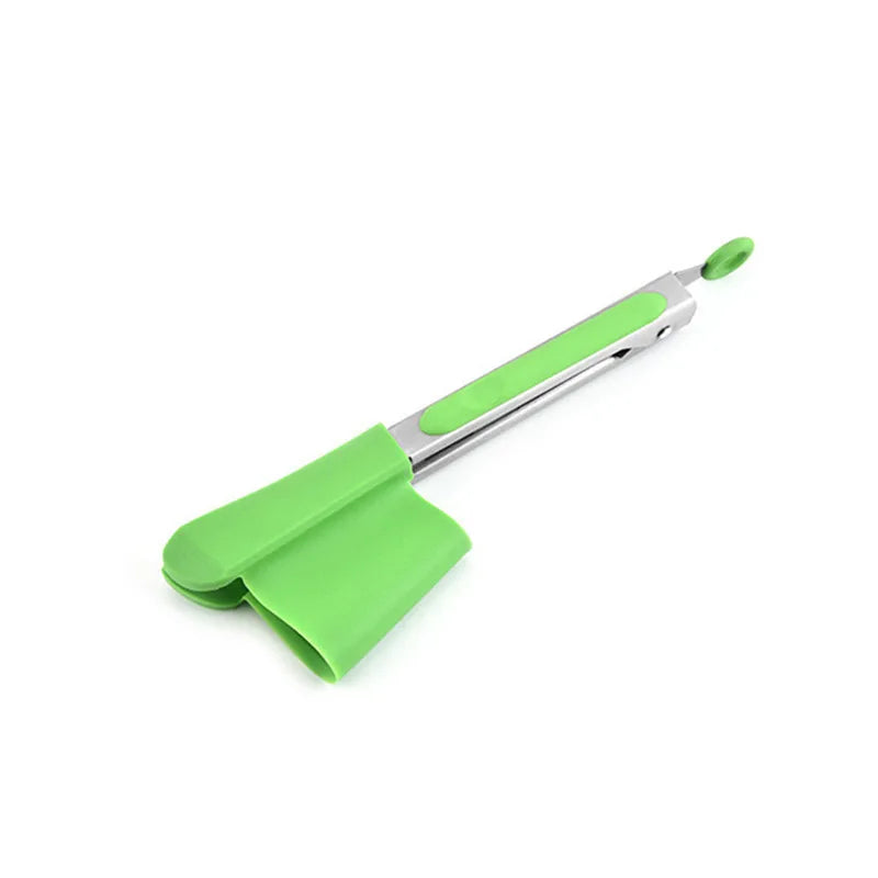Silicone Head Tongs Non-Stick Stainless Steel BBQ Spatula Cooking Utensil
