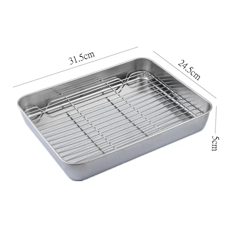 Stainless Steel Baking Pan with Cooling Rack for Oven and BBQ