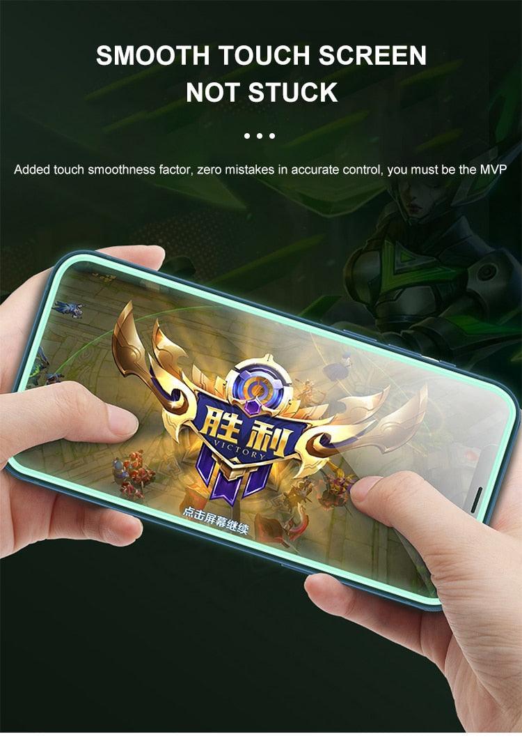 2Pcs Luminous Protective Glass For iPhone 14 13 12 11 Pro Max X XR XS Screen Protector For 7 8 6 Plus SE3 Glowing Tempered Glass Luminous Glowing Tempered Glass Screen Protector for iPhone