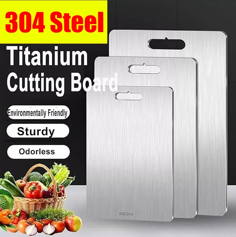 Titanium Cutting Board Stainless Steel 304 Double-Sided Food Grade Portable Chopping Board