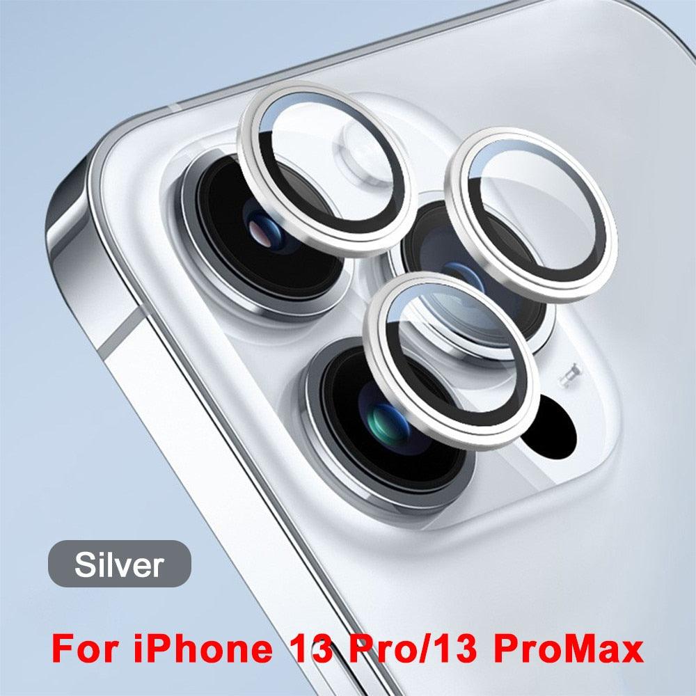 3D Protective Glass Camera Protector Cover For iPhone 13 Pro Max i Phone 13Pro 13 Mini Rear Lens Metal Ring Protect Camera Lens Case Individual Metal Scratch Resistant HD Clear Case Tempered Glass Camera Case