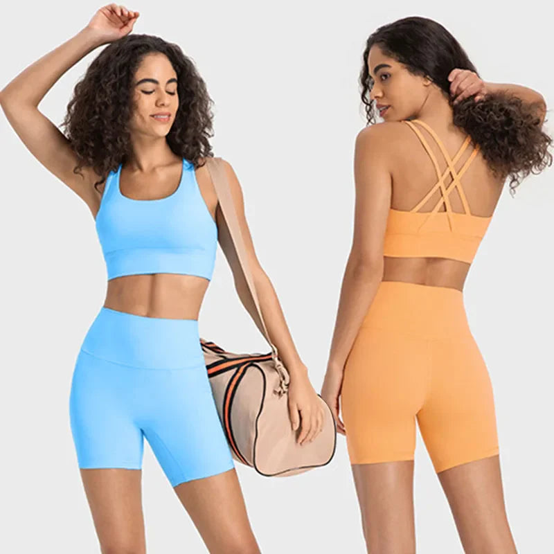 Nude Feel Yoga Sets Cross Back Bra & Joggers